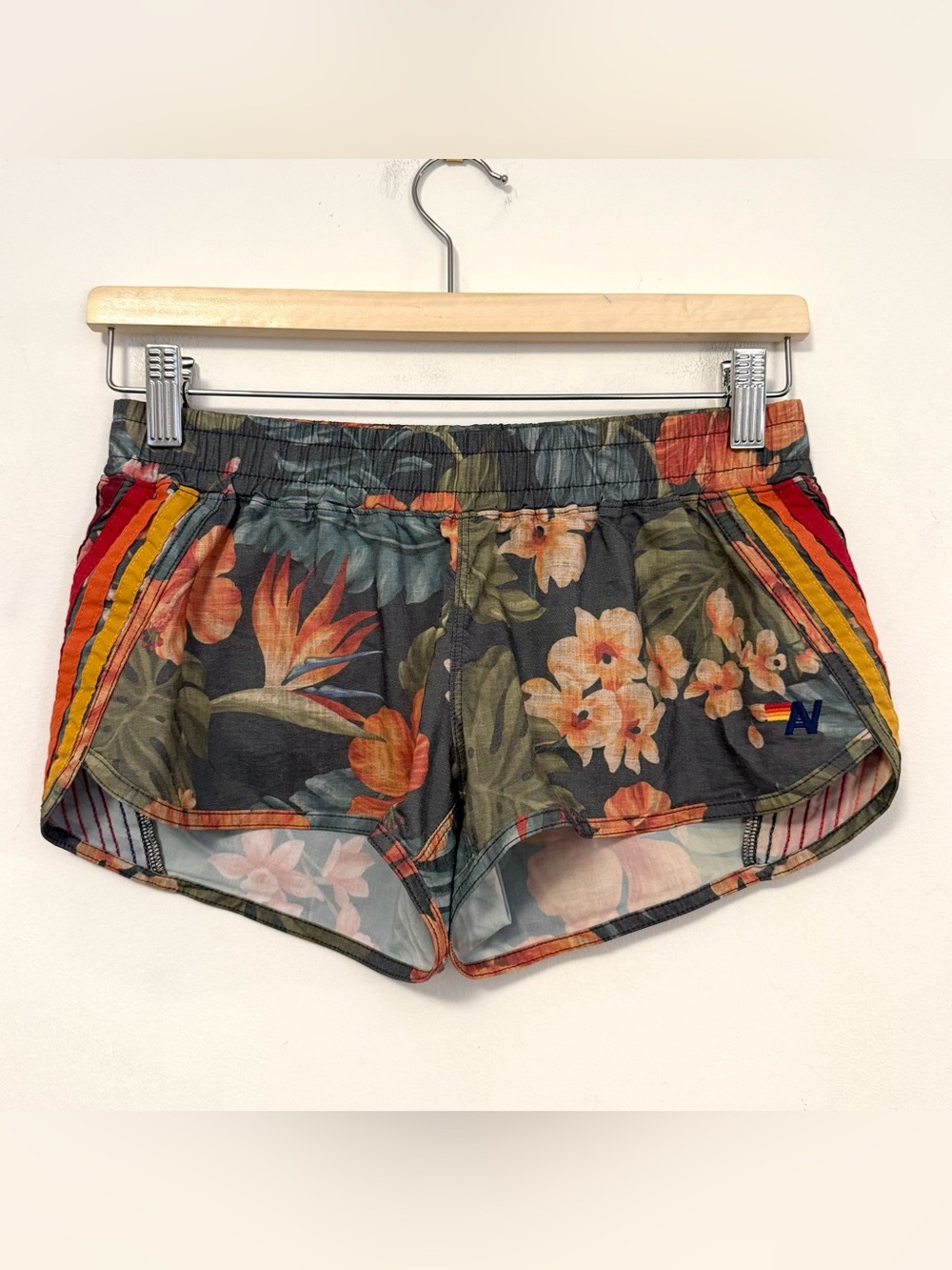 Aviator Nation Kauai Floral 5 Stripe Flex Board Shorts XS Tropical Made CA